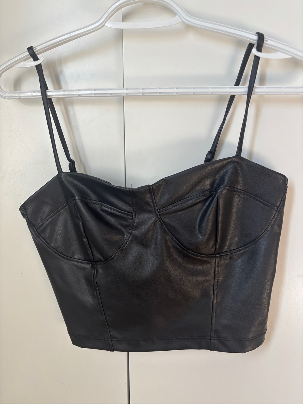 Ambiance Black Faux Leather Bustier Crop Top